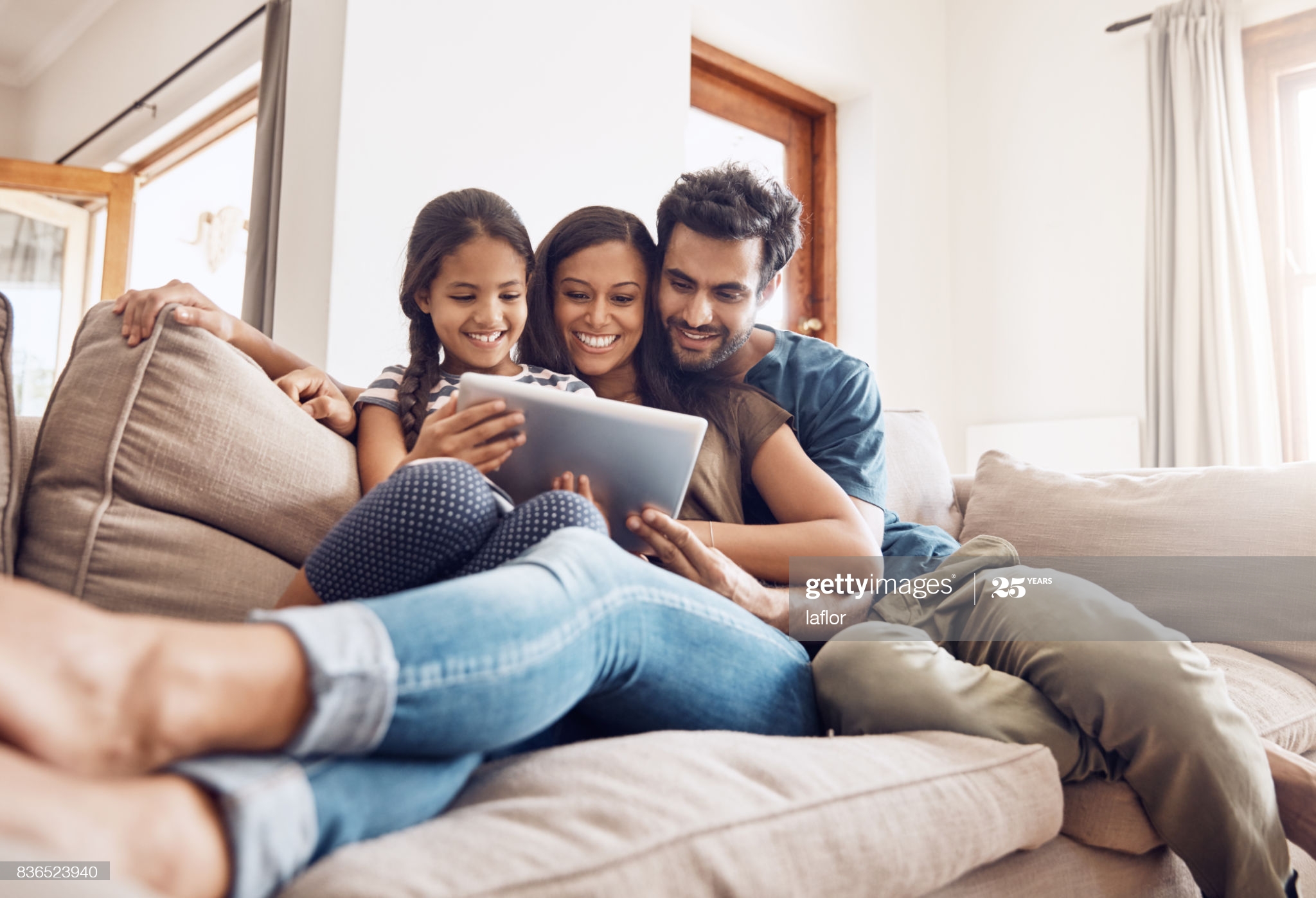 family on tablet